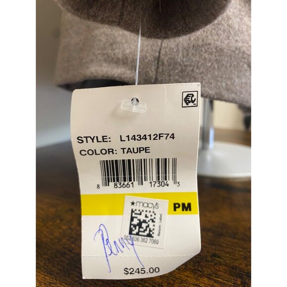 London Fog Women's Taupe Heather Double Breasted Peacoat Plaid Scarf Size PM NWT - Picture 6 of 7